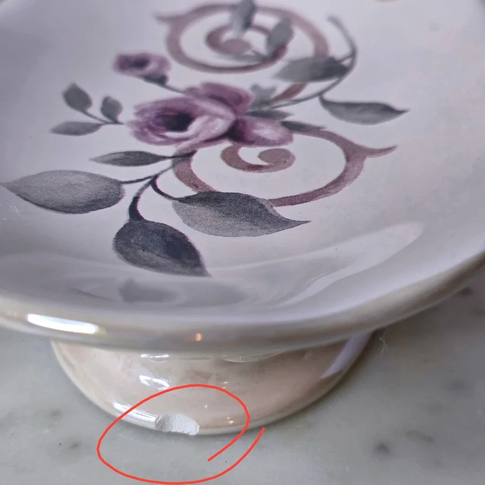 Croscill Chambord Cassis Amethyst Floral Cermc Soap Dish Rose Scalloped Pedestal